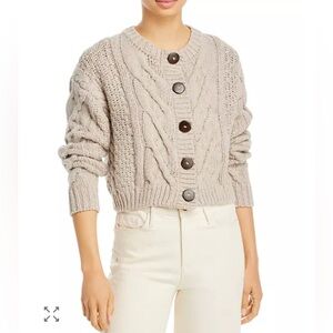 Free People Cable Knit Cardigan in Beige